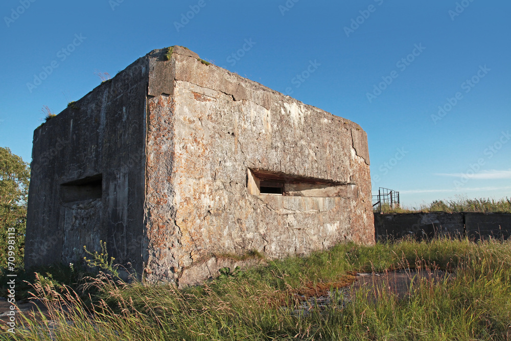Old concrete bunker from WWII period on Totleben fort island in