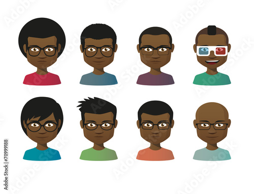 Cartoon male avatar set