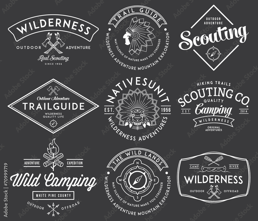 Fototapeta premium Outdoor scouting white on black
