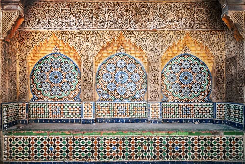 Fototapeta premium Ancient Arabic niche with mosaic in Medina. Tangier, Morocco