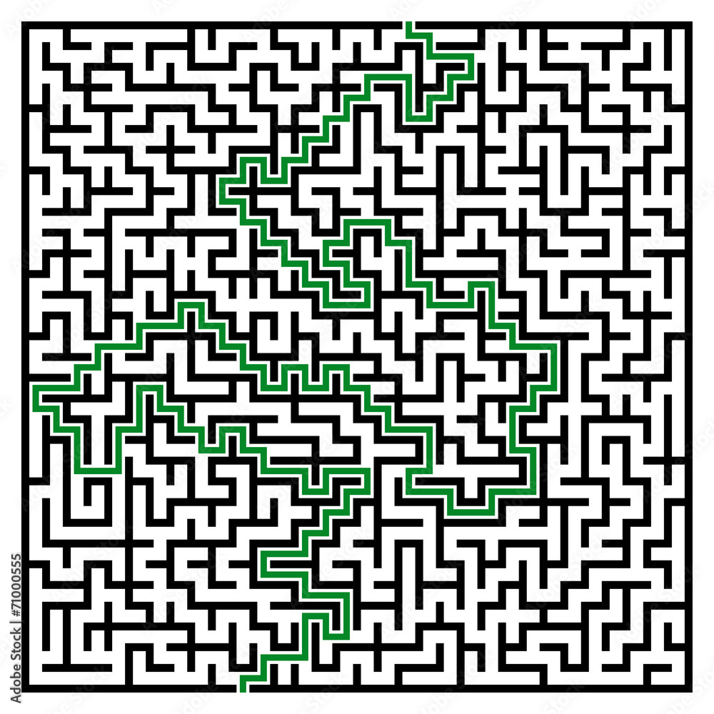 Black square maze (32x32) with help