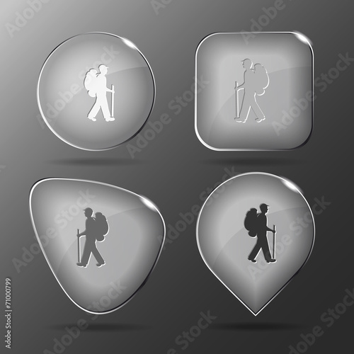 Traveller. Glass buttons. Vector illustration.