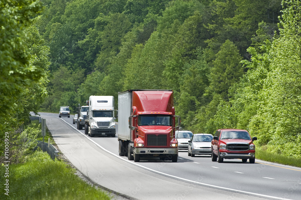 Trucking Traffic On Interstate Highway