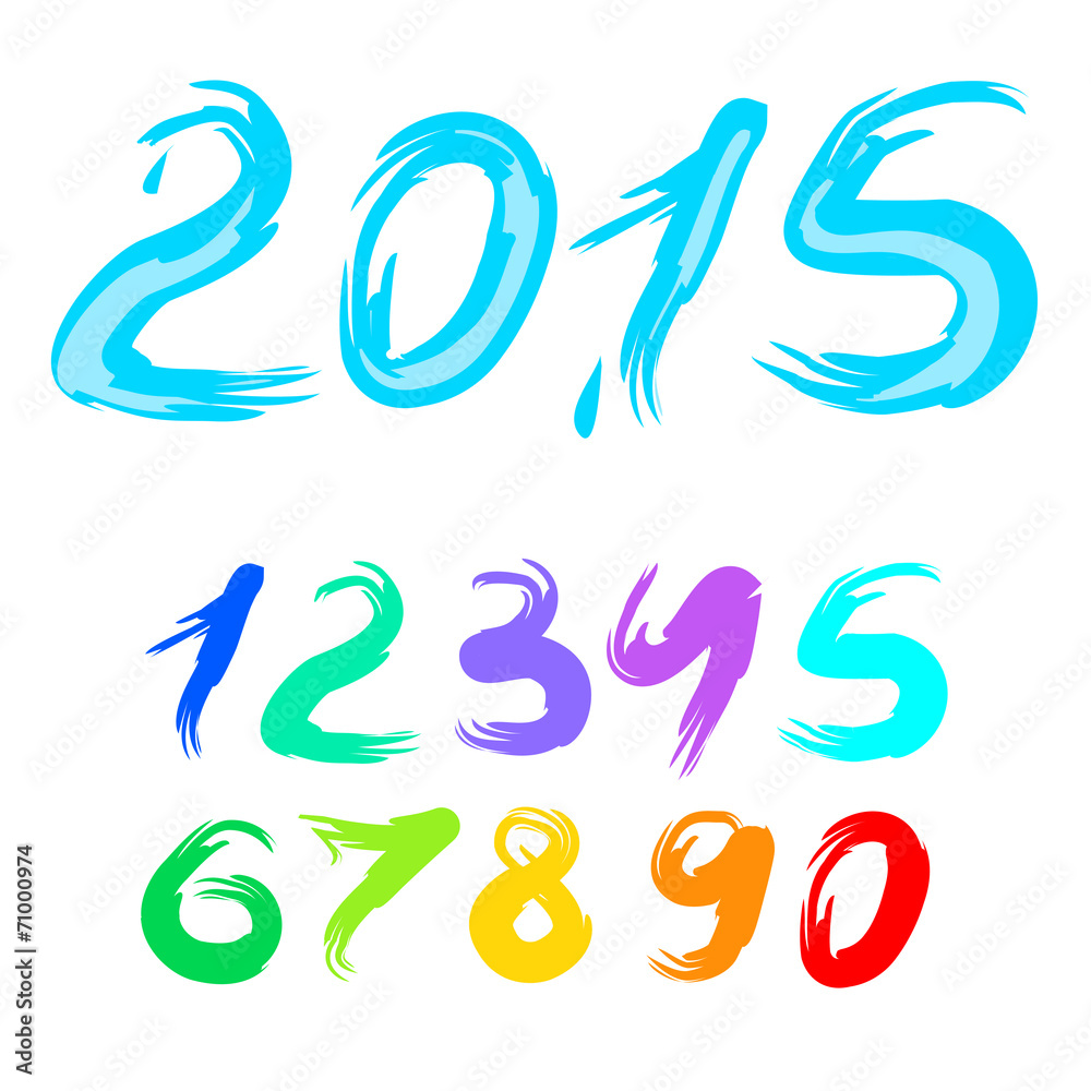 calligraphy vector 2015 new year, set of digits