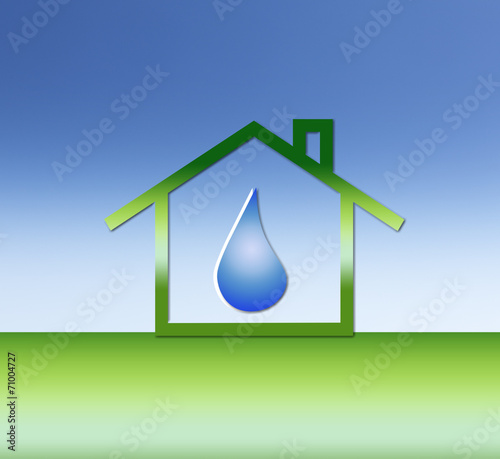 Haus mit Wassertropfen/Symbol