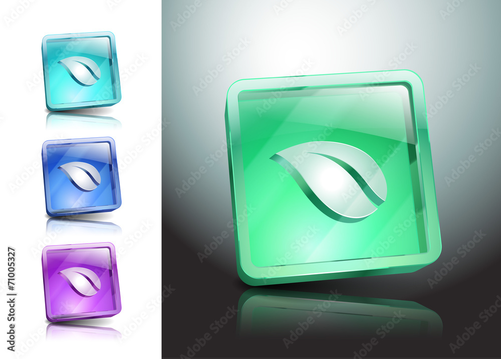 illustration vector Leaf icon glassy green illustration vector Leaf icon glassy green