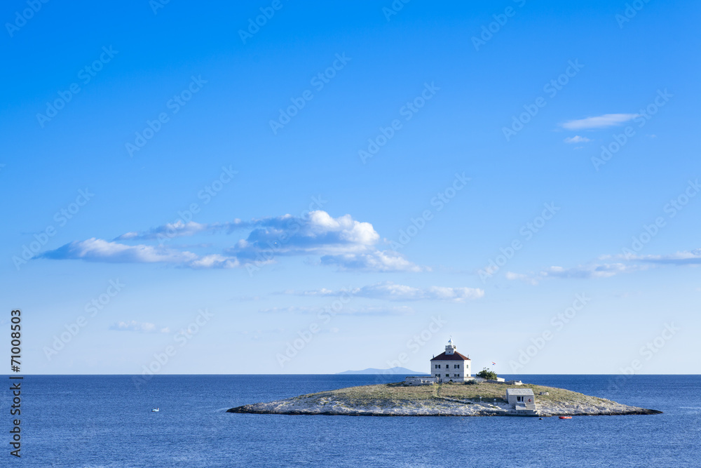 A lone island in the sea. Locaten in Croatia near island of Hvar