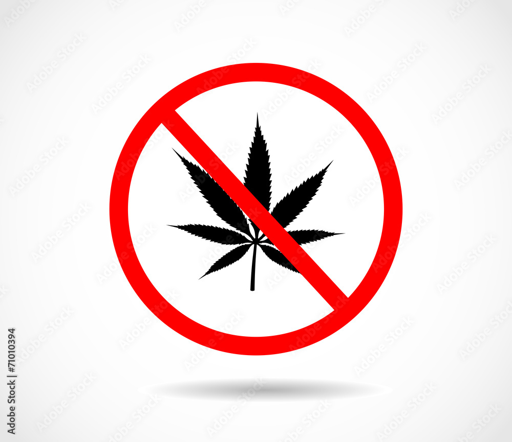 Prohibition sign. No cannabis vector