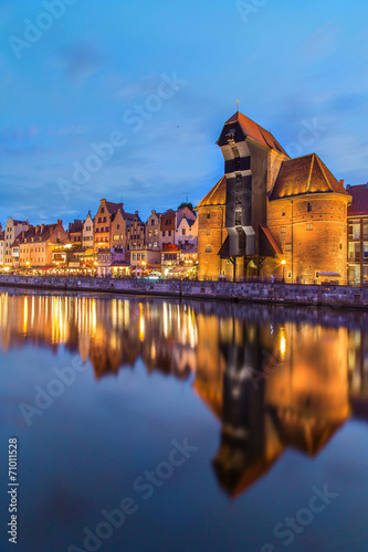 A view of a Gdansk port in the dusk, Gdansk, Poland