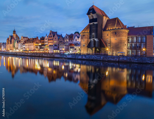A view of a Gdansk port in the dusk, Gdansk, Poland #71011914