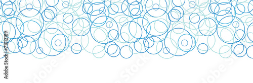 Vector abstract blue circles horizontal border seamless pattern