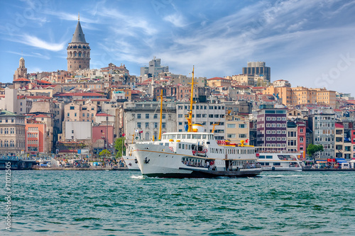 View of the Istanbul, Bosphorus and the ship. Turkey