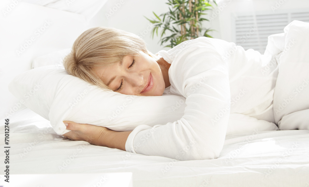 Beautiful woman sleeping in white bed Beautiful woman sleeping in white bed