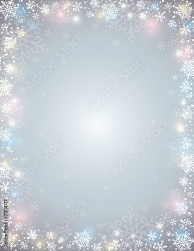 grey background with  frame of snowflakes,  vector