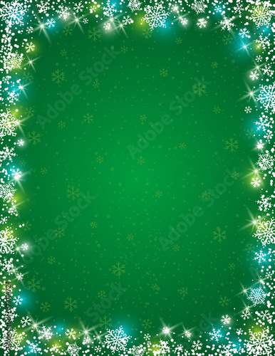 green background with  frame of snowflakes