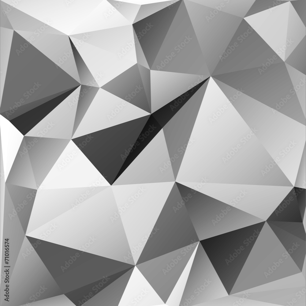 Vector monochrome background of triangles in different shades of