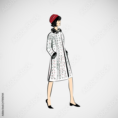Vector sketch girls in fashion clothes eps