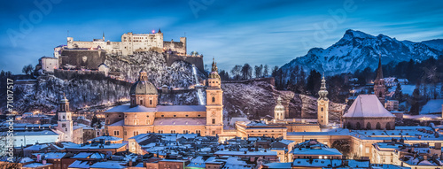 Salzburg cityscape in winter, Salzburger Land, Austria
