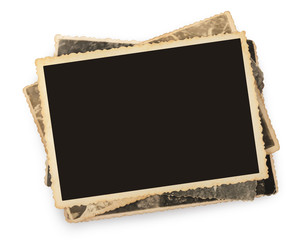 Stack of old photos isolated