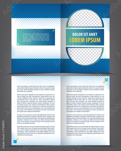 Vector empty bifold brochure print template blue design