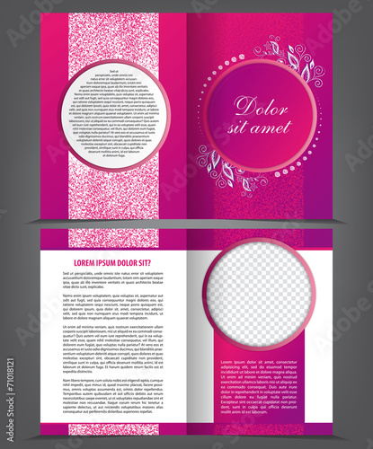 Vector bifold beauty violet print template brochure design