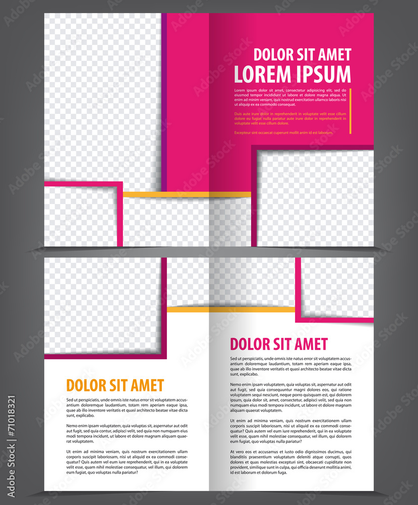Vector empty bi-fold brochure print template design Vector empty bi-fold brochure print template design