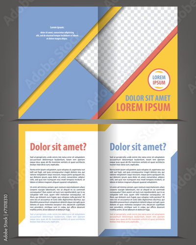 Vector empty bi-fold brochure print template design