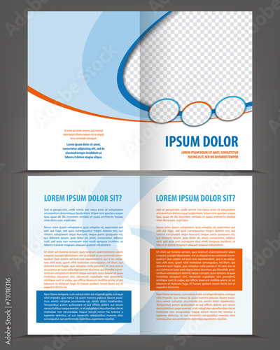 Vector empty bi-fold brochure print template design