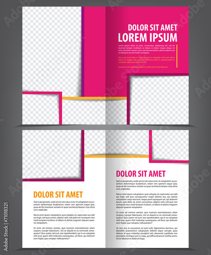 Vector empty bi-fold brochure print template design