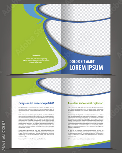 Vector empty bi-fold brochure print template design