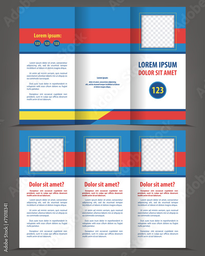 Vector empty trifold brochure design print template