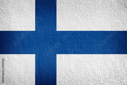 Finland flag on texture wall Fototapet