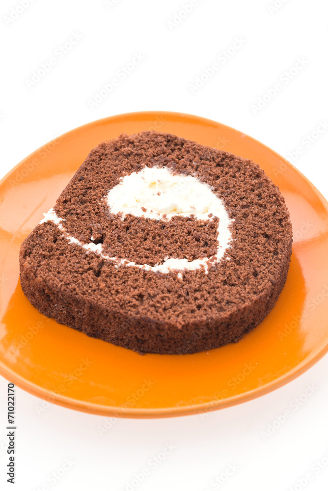 Jam roll cake isolated on white background Jam roll cake isolated on white background