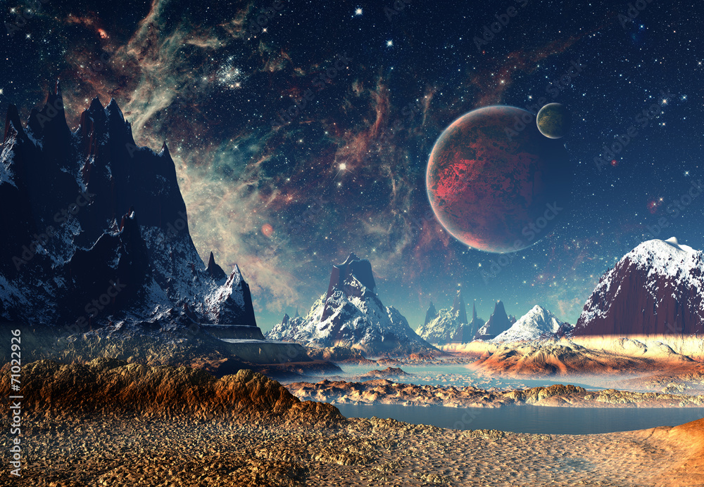 Naklejka premium Alien Planet - grafika komputerowa 3D