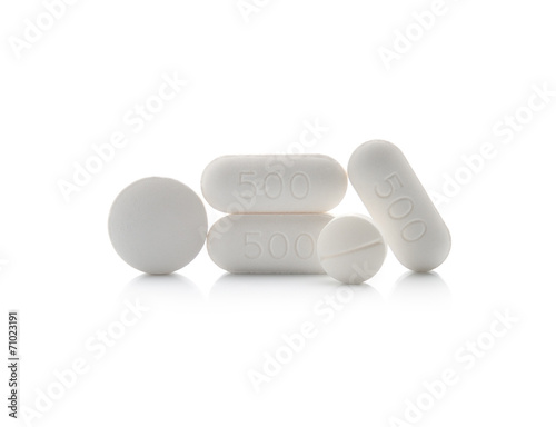 Medical pill tablet isolated on white background
