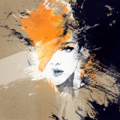Leinwandbilder Aquarell Gesicht woman portrait  .abstract  watercolor .fashion background  © Anna Ismagilova