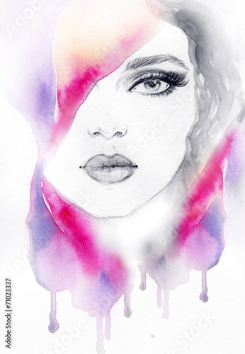 woman portrait  .abstract  watercolor .fashion background