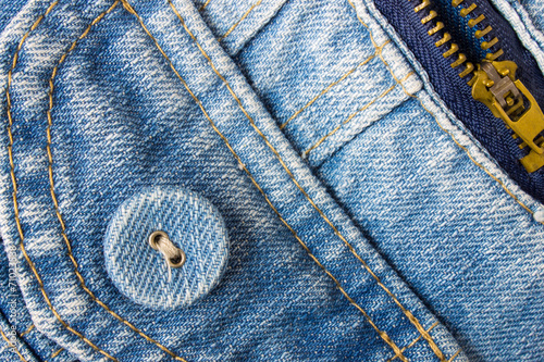 Jeans Button Bottom Left Corner With Part of Pocket and Zip