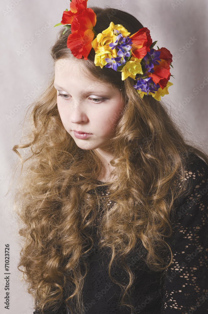 Beautiful girl with flower wreath Beautiful girl with flower wreath