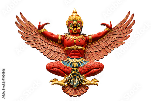 Garuda statue isolated on white, with clipping path