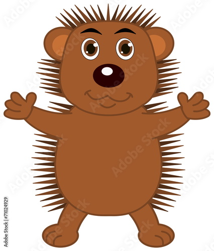 a hedgehog with open arms