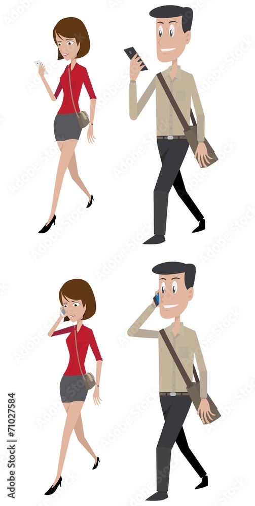 Fototapeta premium People walking while using phone