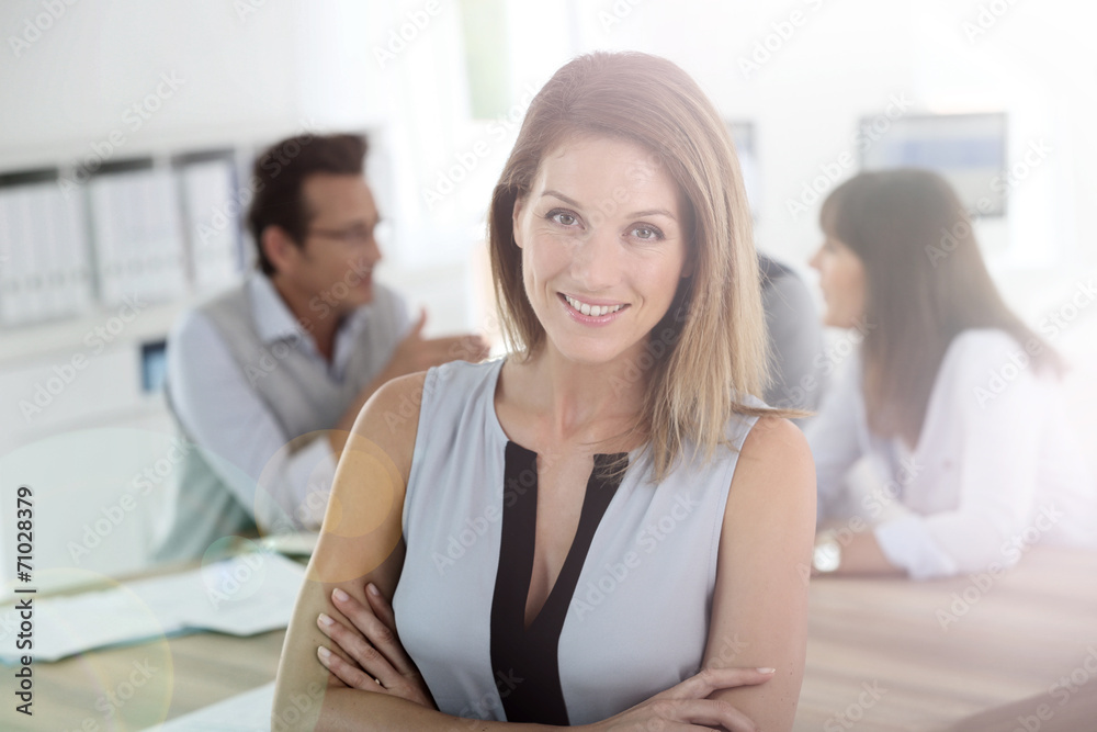 Portrait of beautiful woman attending business meeting Portrait of beautiful woman attending business meeting