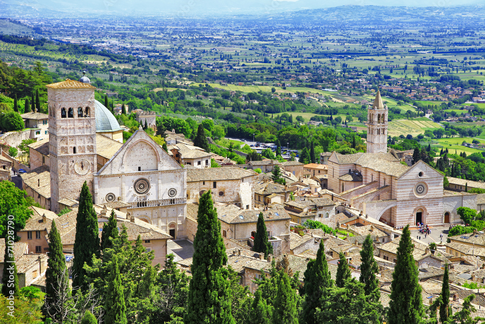 medieval town of Assisi, Umbria , Italy - obrazy, fototapety, plakaty 