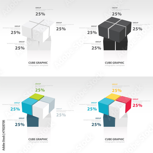 swivel cube infographic template set