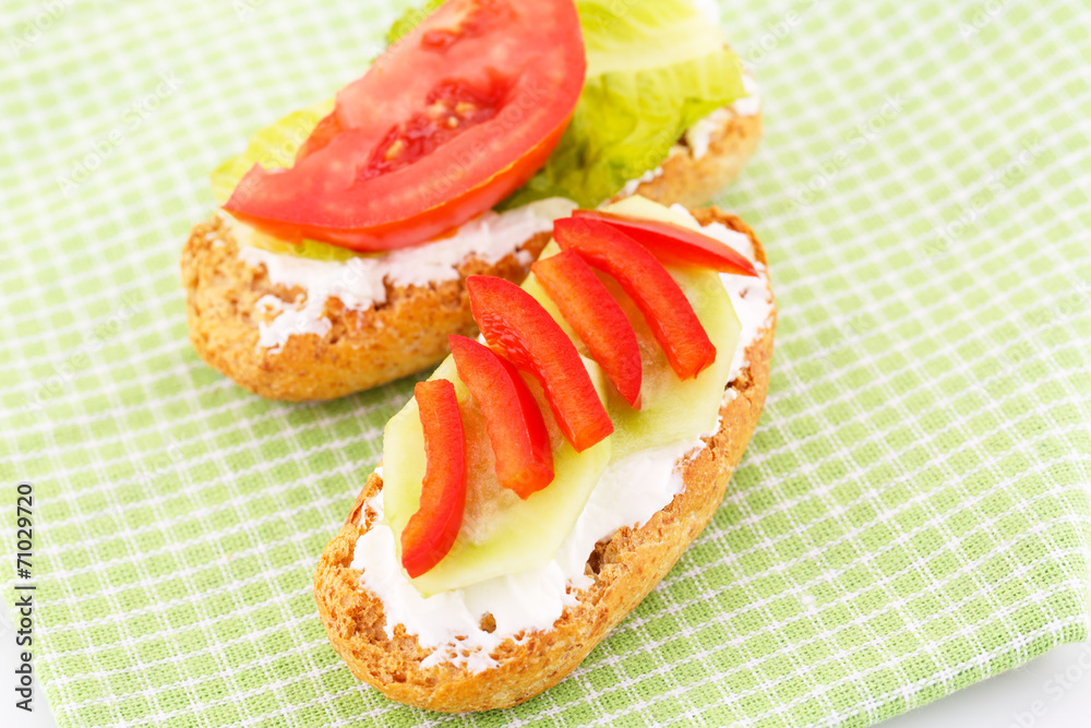 Sandwiches with rusks and vegetables Sandwiches with rusks and vegetables