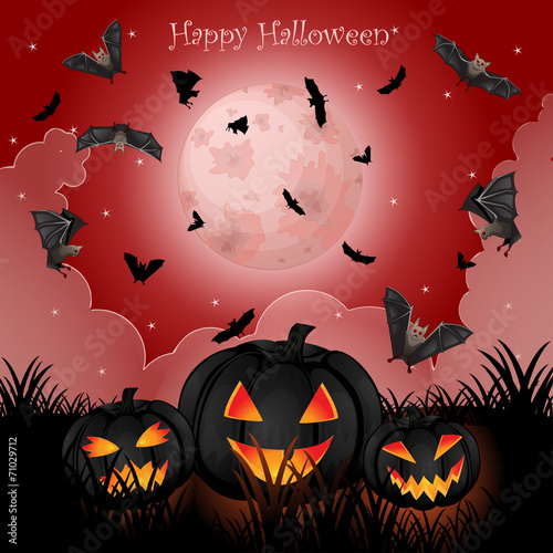 Halloween Pumpkins under the moonlight