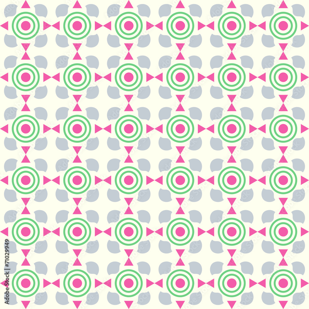 Pink Triangle and Circle and Curve Cup Pattern on Pastel Backgro