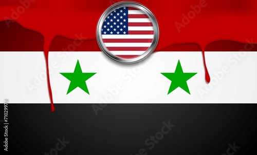 USA and Syria political concept background