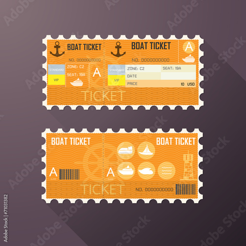 Retro boat ticket card Classic design.
